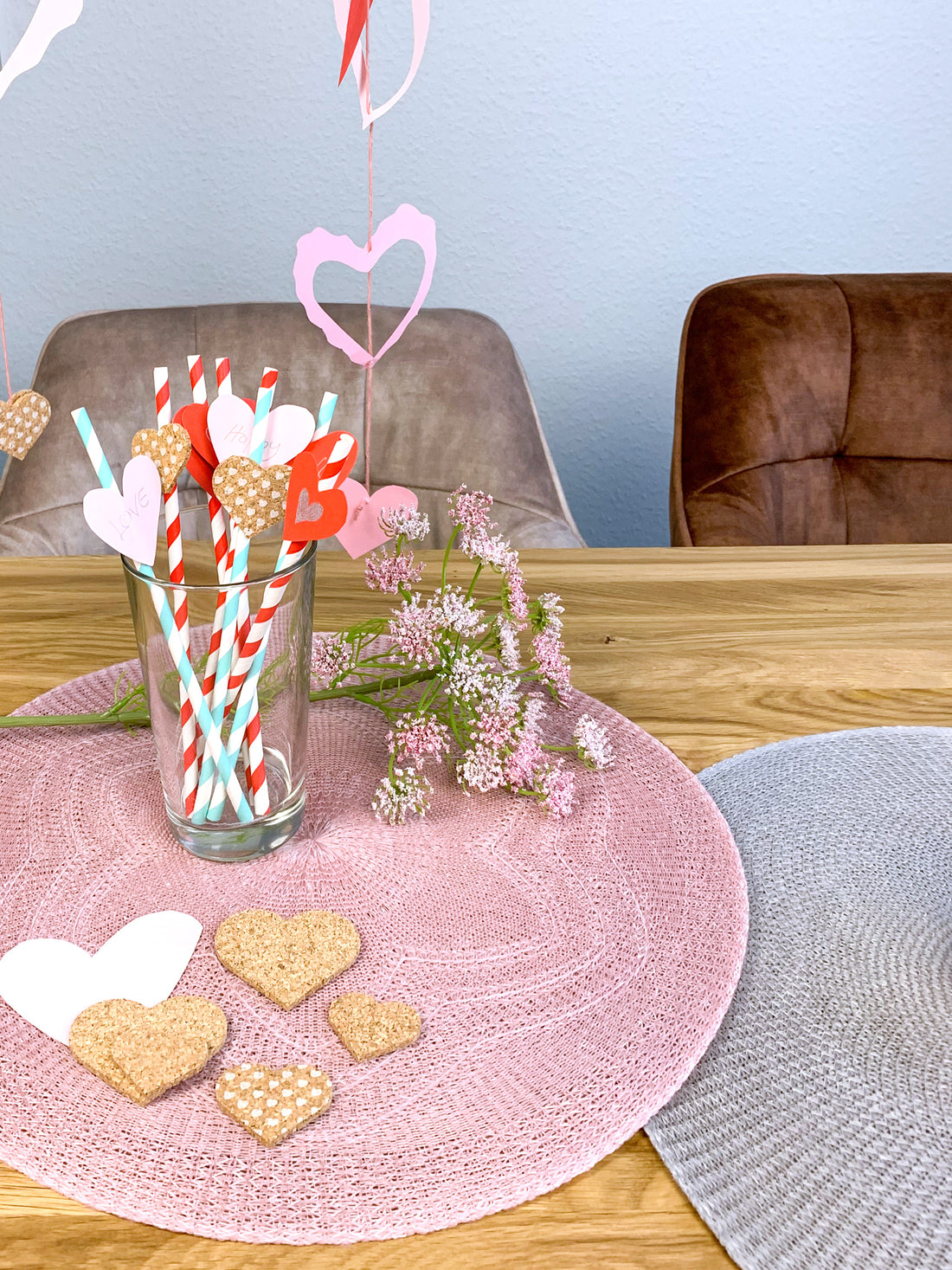 Valentine's Day DIY decor paper craft and cork hearts decor items