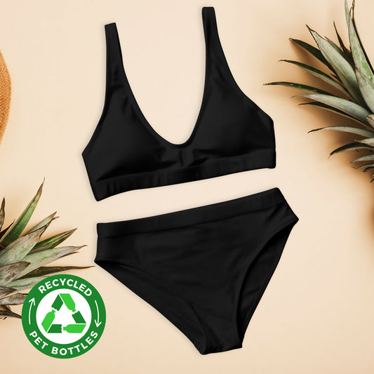 Black rPET high-waisted bikini set