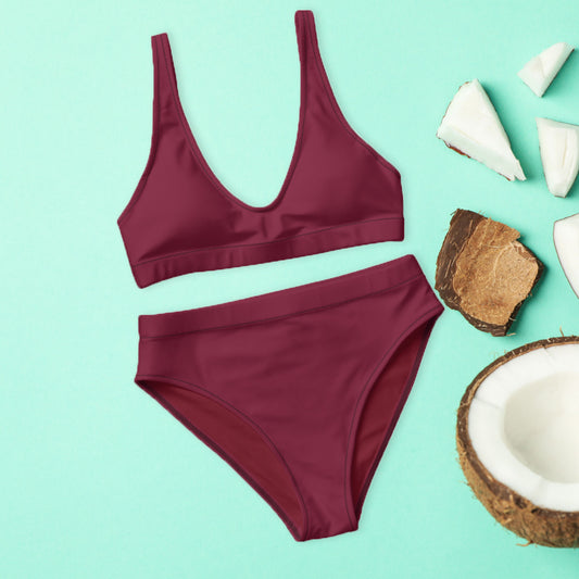 Claret ruby red Recycled sport bikini set