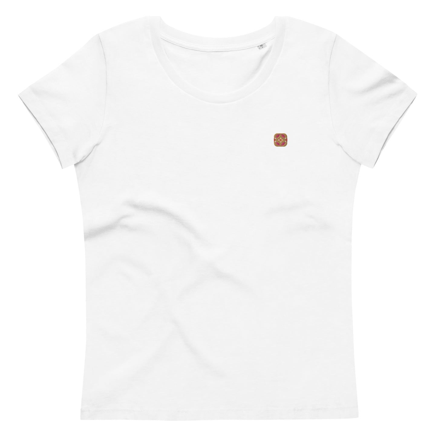 T-shirt bianca ricamata con uccelli primaverili in stile Bauhaus in cotone biologico - Donna bianco