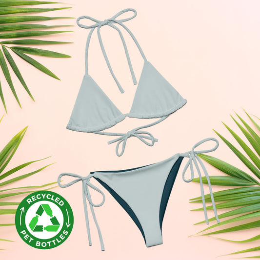 Light blue Recycled string bikini set eco-friendly triangle bikini