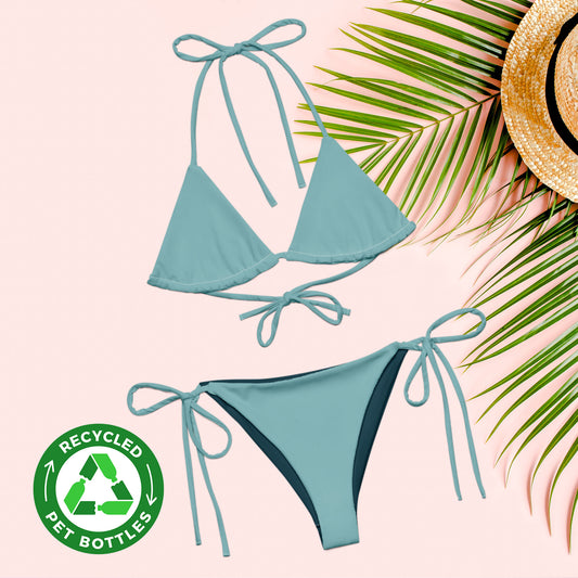 Bikini triangle eco-responsable turquoise opale string recyclé