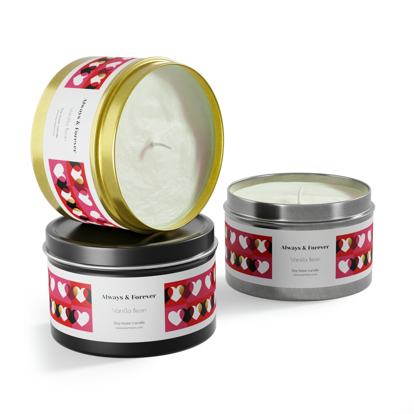 Vanilla Bean Always & Forever scented Tin Candles