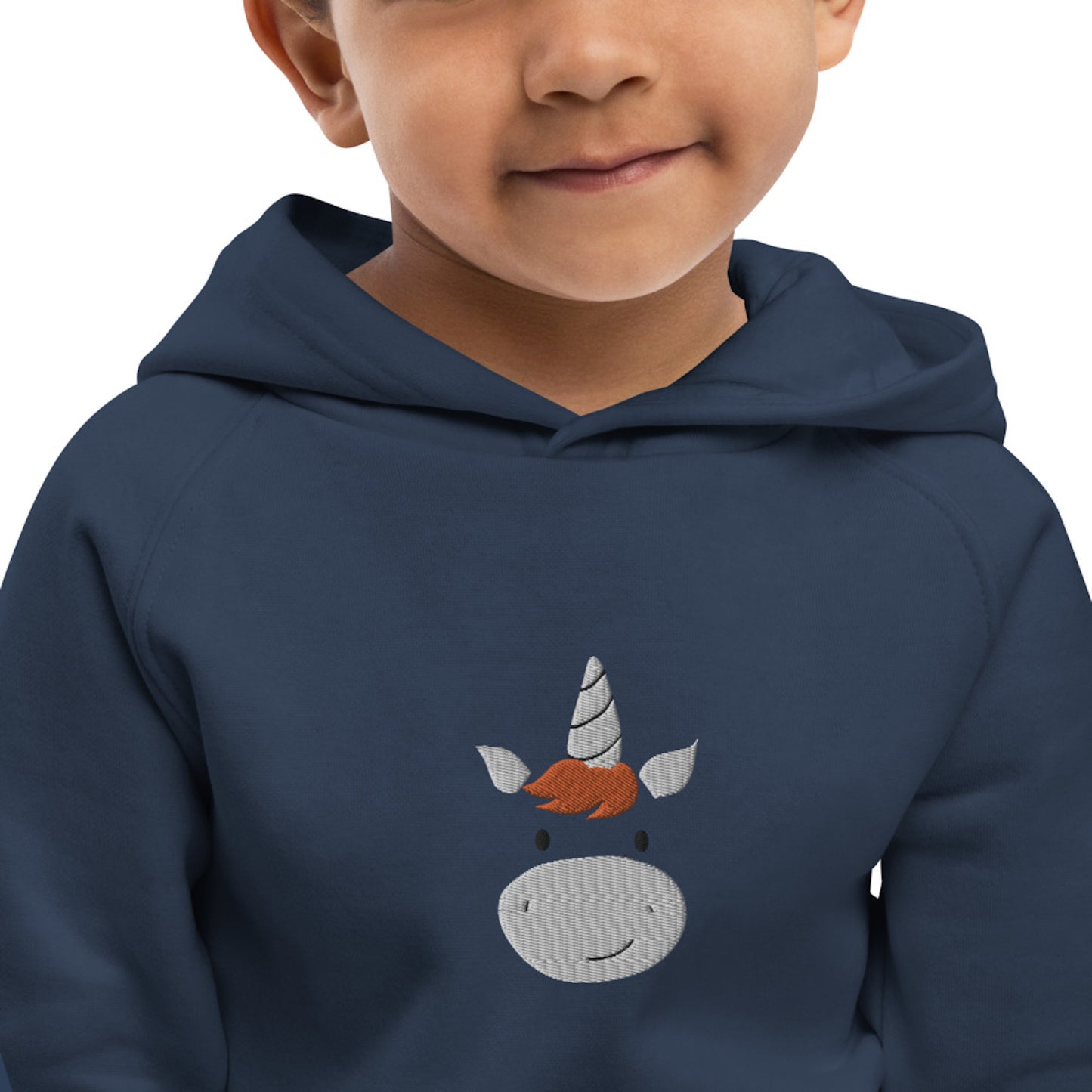 Einhorn Kinder Öko Hoodie mit süßen Tieren, Bio-Baumwollpullover für Kinder in schwarz, Geschenkidee für Kinder, weicher Hoodie für Kinder
