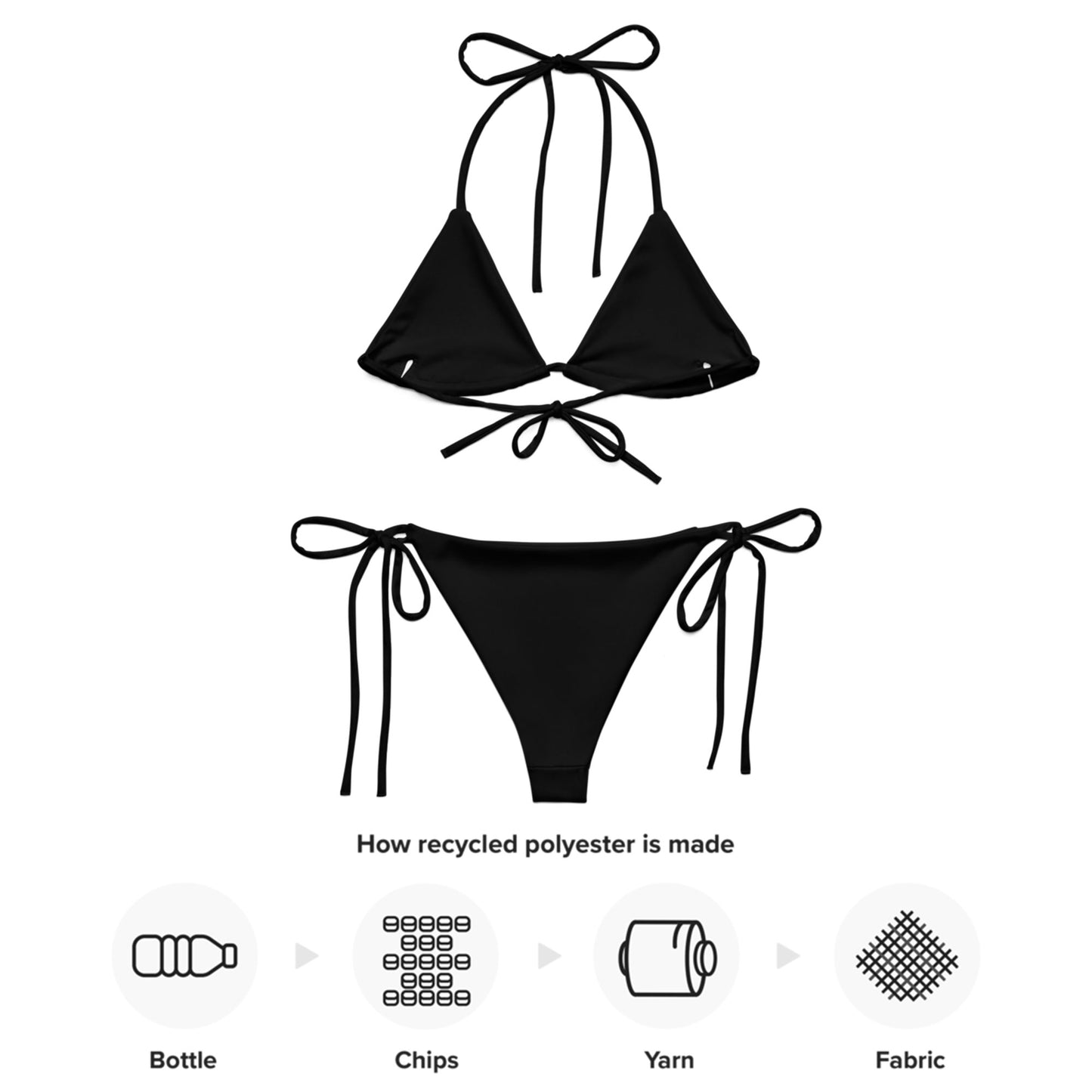 Bikini triangle éco-responsable String recyclé Noir