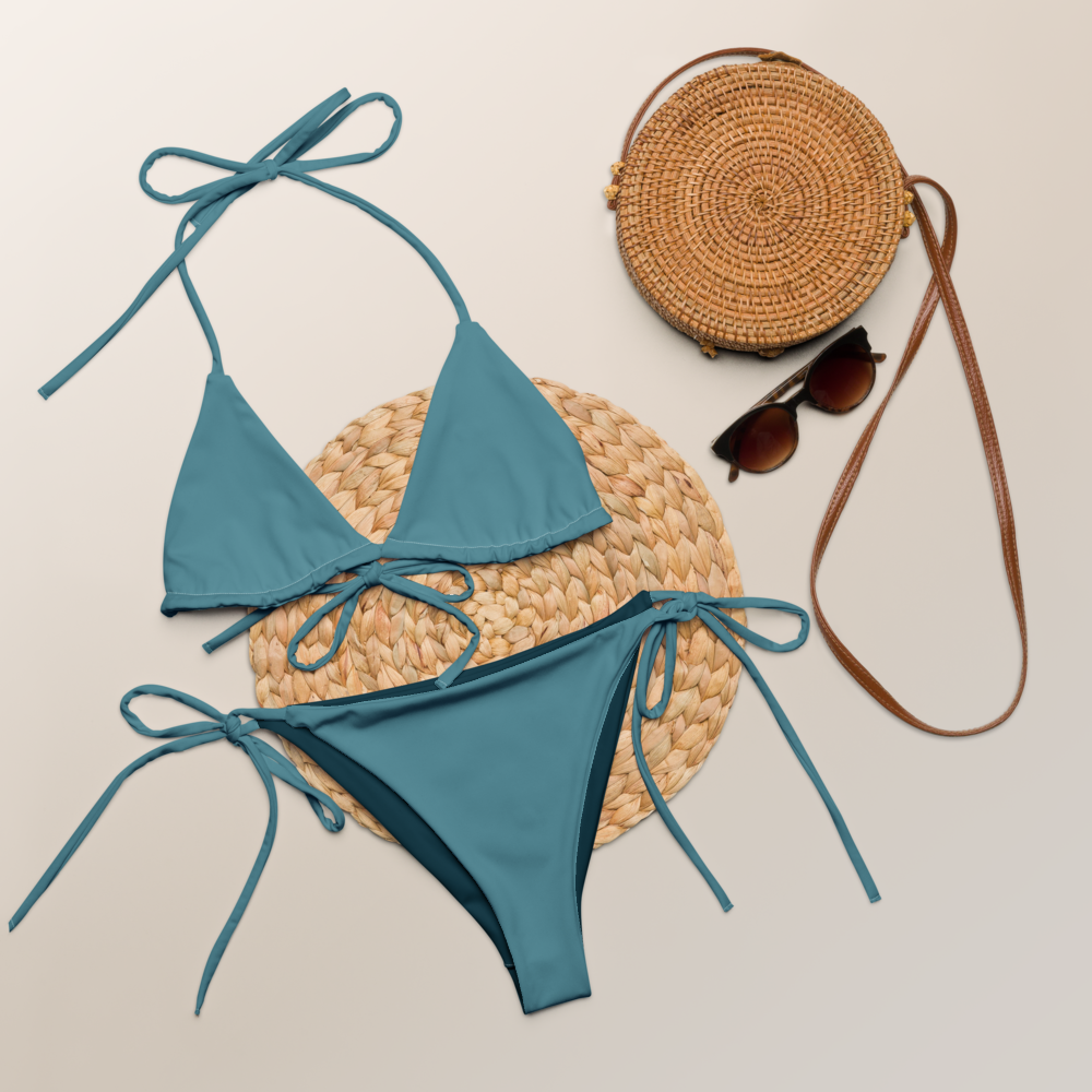 Blue Munsel Türkis Recyceltes String-Bikini-Set umweltfreundlicher Triangel-Bikini doppellagig UPF 50+ umweltfreundlicher Bikini grün