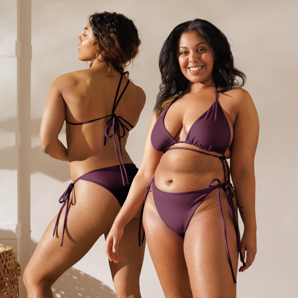 Dark Violet purple Recycled triangle bikini set