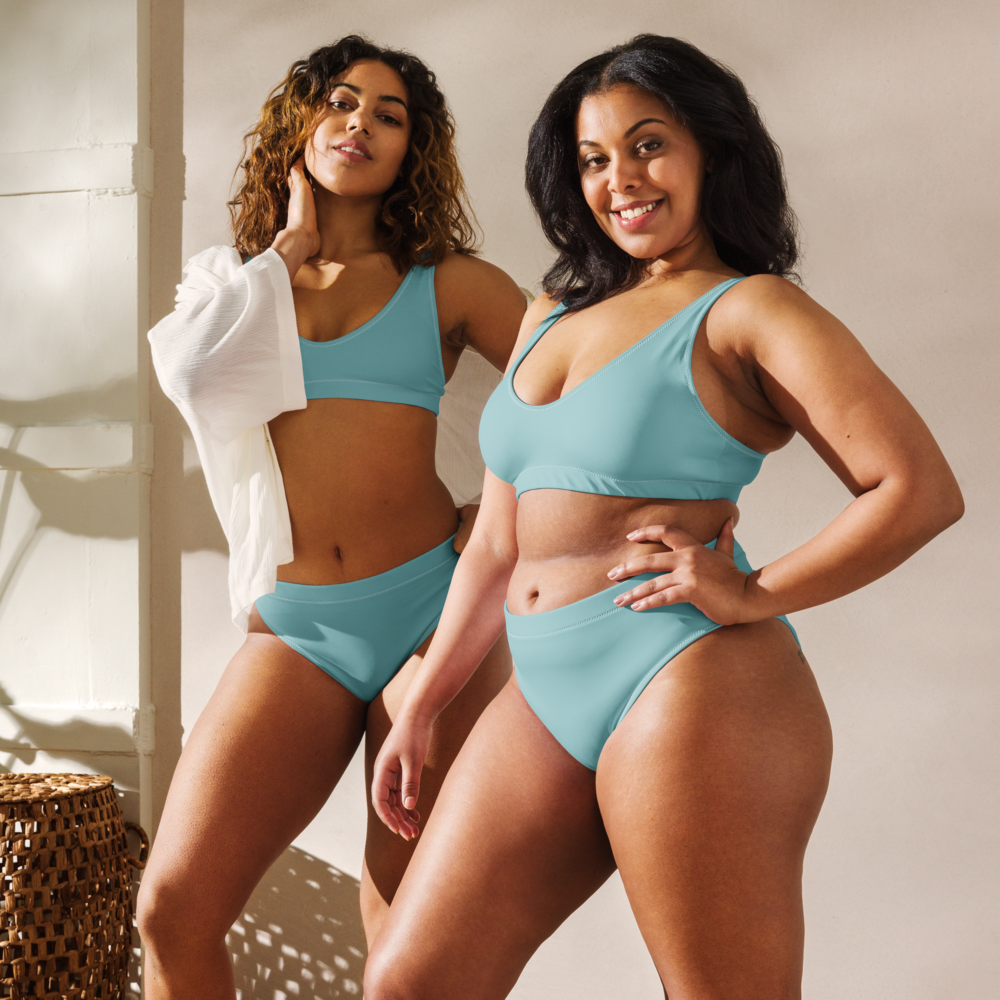 Bikini taille haute recyclé vert bleu turquoise opale