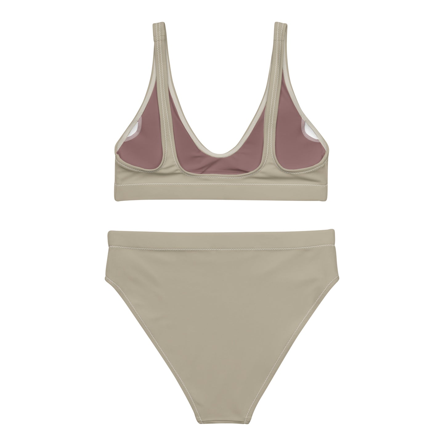 Khaki Recycled high-waisted bikini set