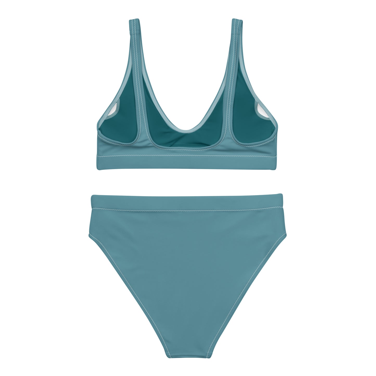 Blaues Munsel-Türkis-Recycling-Bikini-Set mit hoher Taille