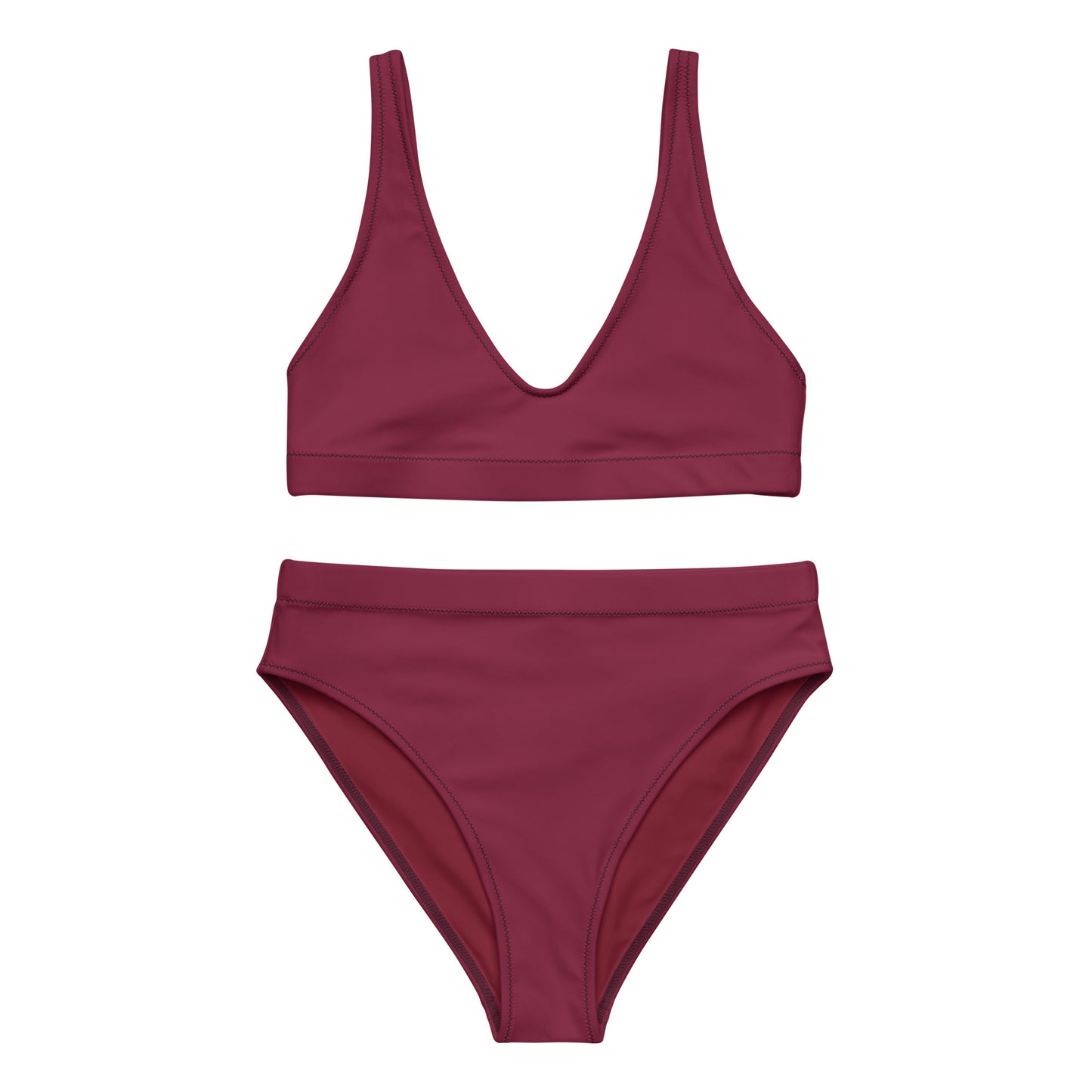 Weinrotes, rubinrotes Sport-Bikini-Set aus recyceltem Material