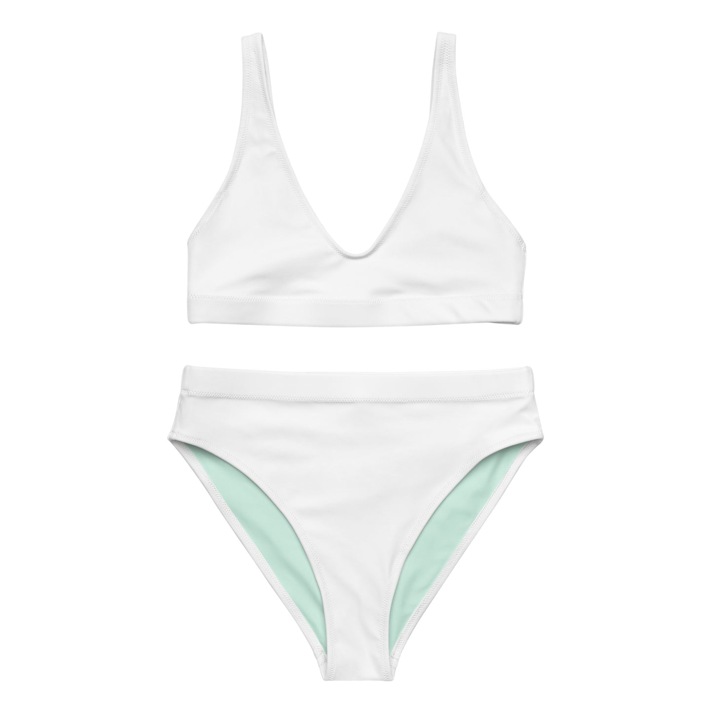 Weiß-mintfarbenes, recyceltes Sport-Bikini-Set