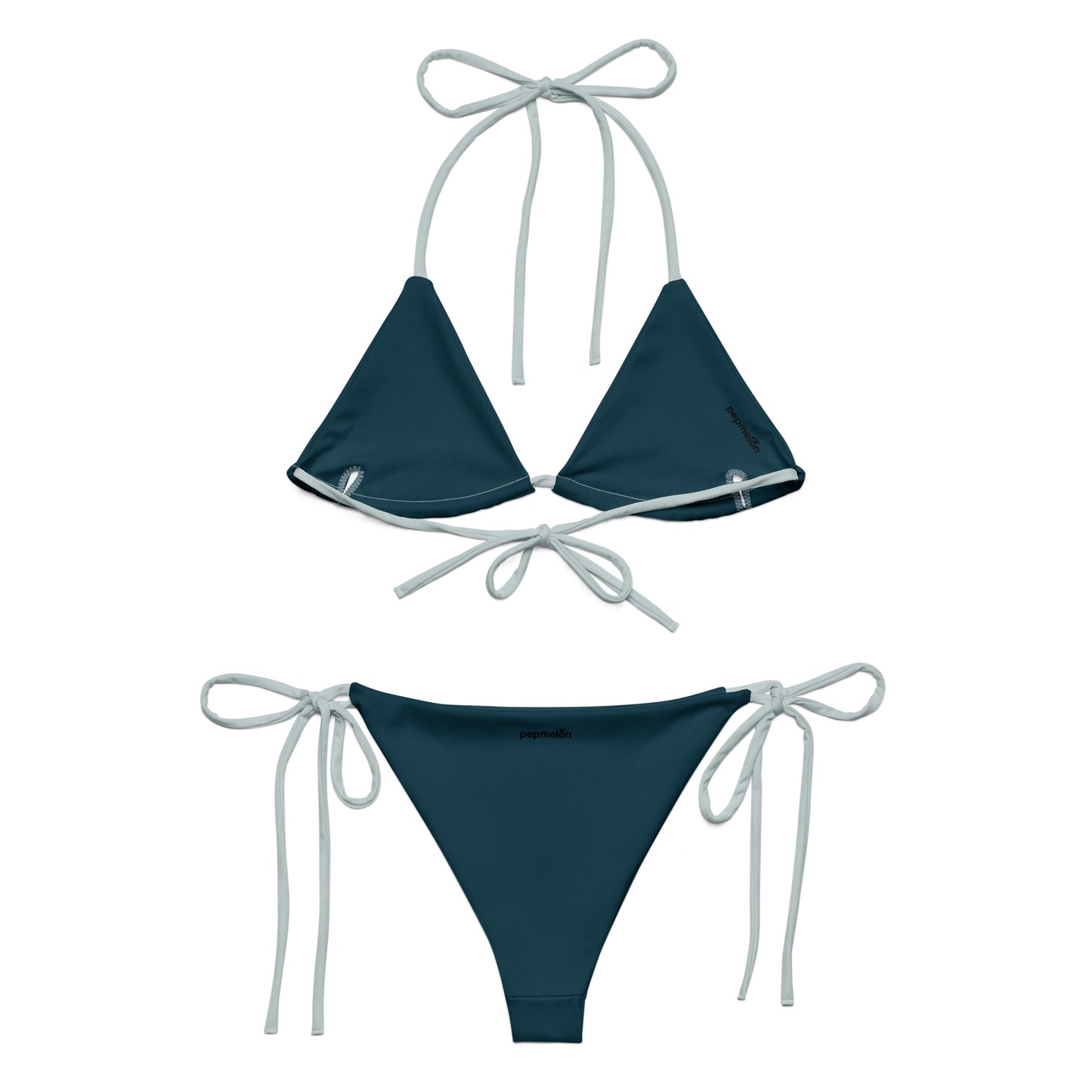 Hellblaues, recyceltes String-Bikini-Set, umweltfreundlicher Triangel-Bikini