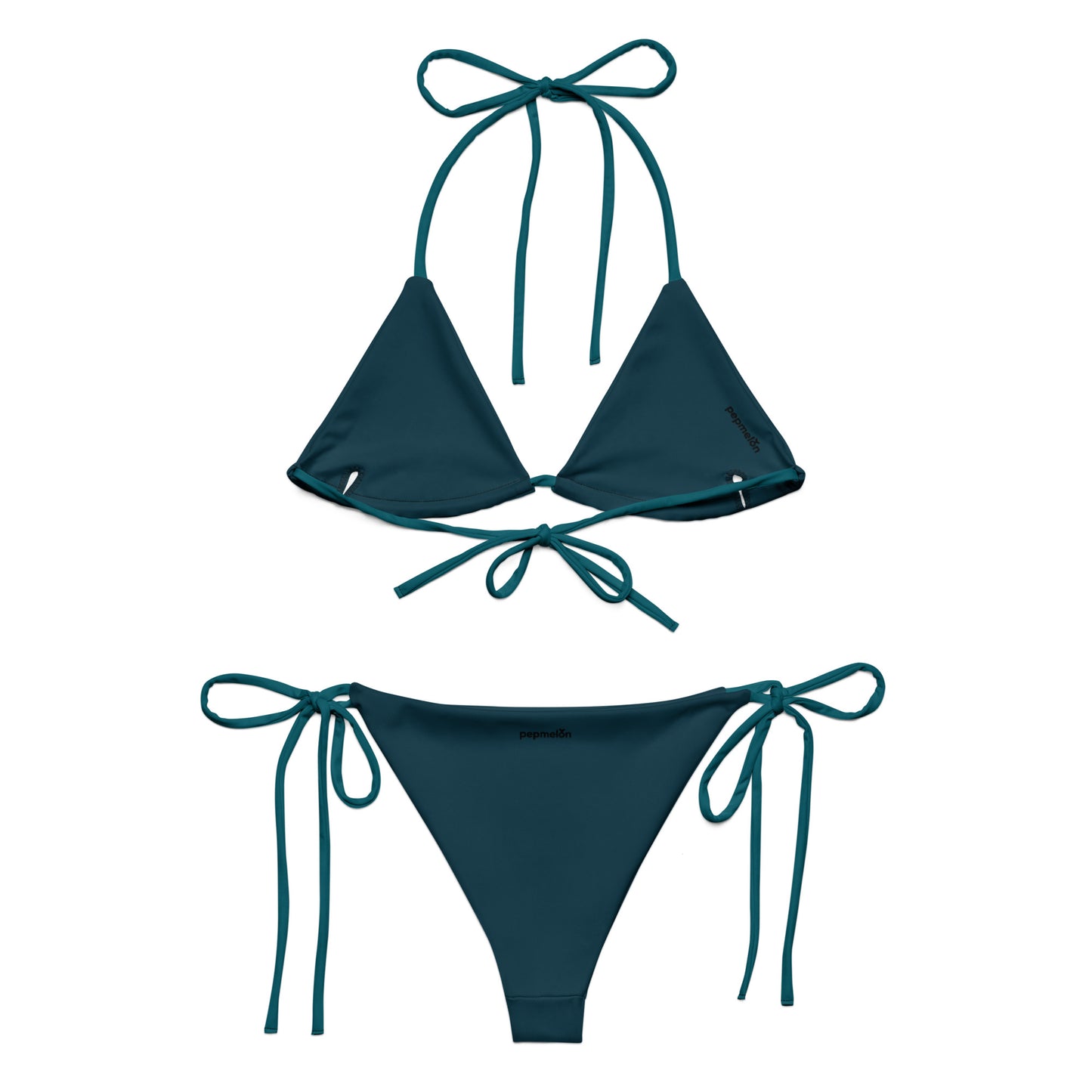 Midnight green turquoise Recycled string bikini set eco-friendly triangle bikini