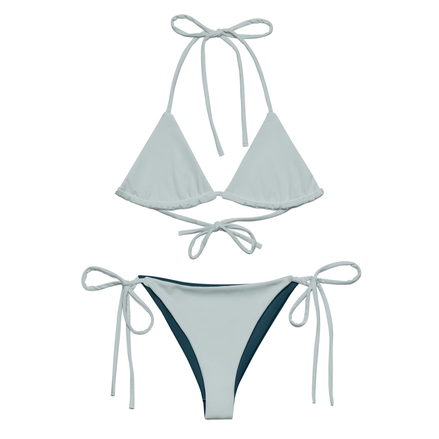 Hellblaues, recyceltes String-Bikini-Set, umweltfreundlicher Triangel-Bikini