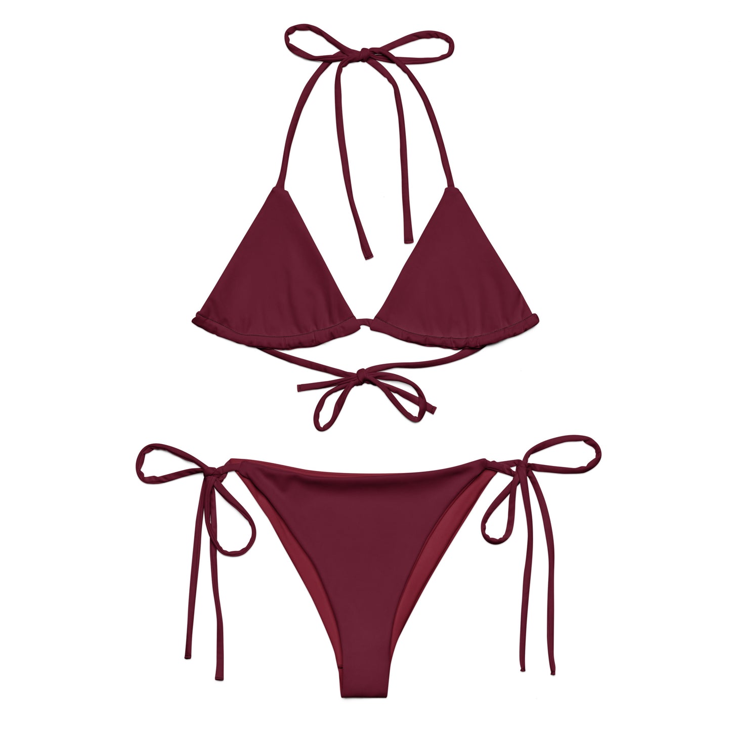 Dark claret ruby red Recycled string bikini set