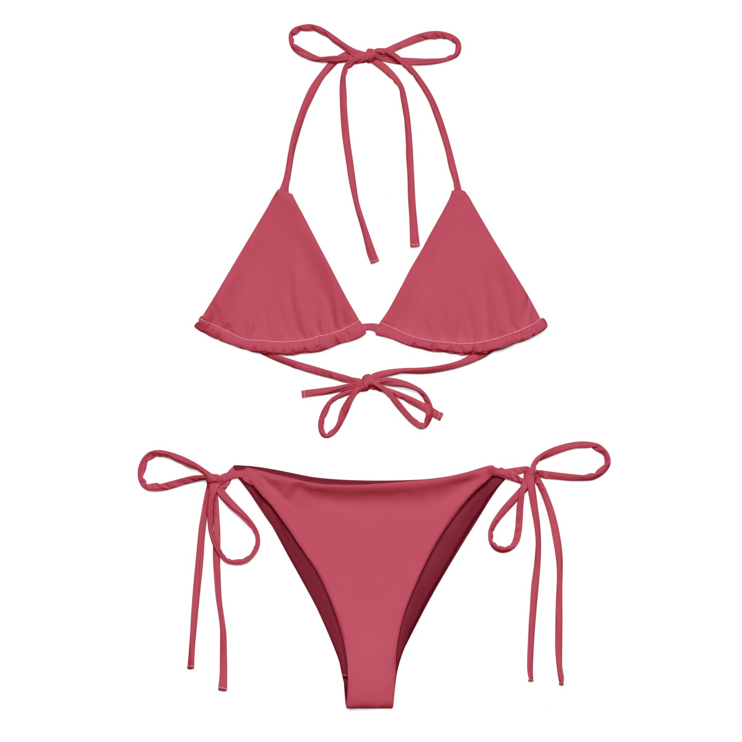 Rot-rosafarbenes String-Bikini-Set aus recyceltem Material