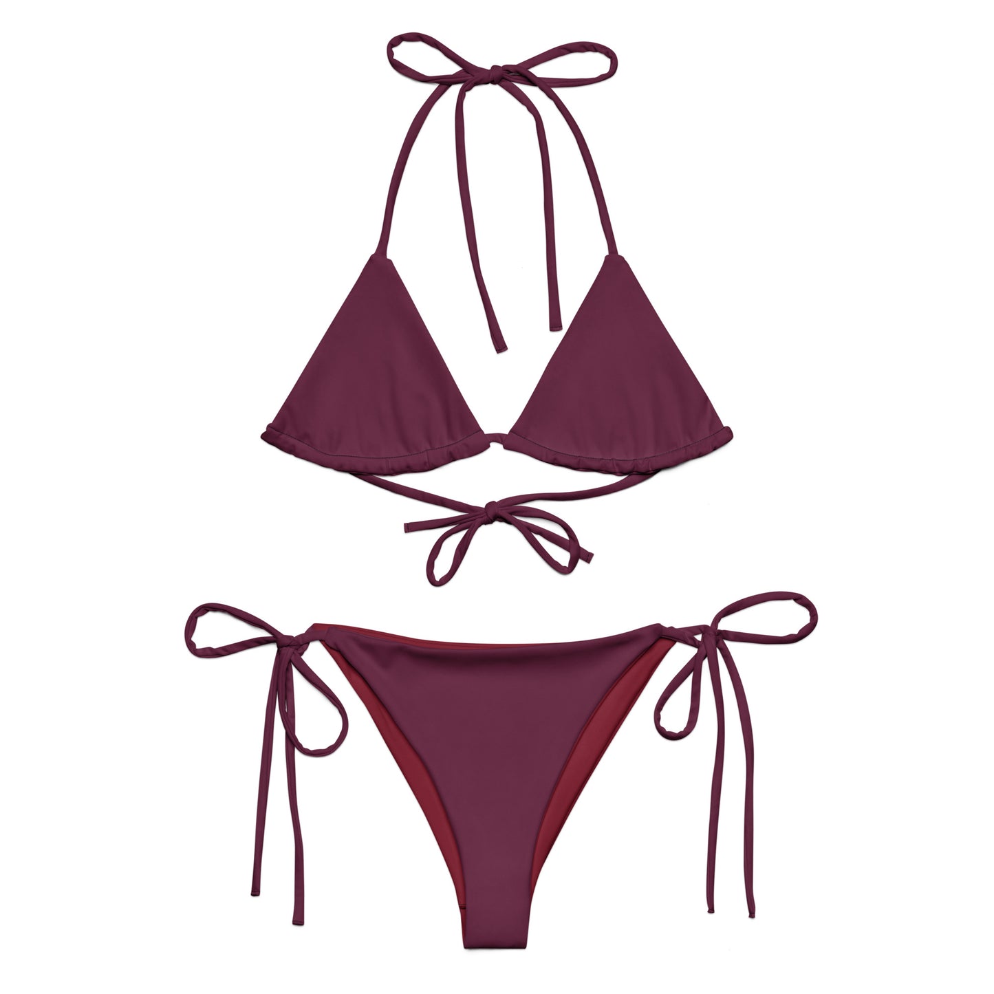 Dunkelviolettes, recyceltes Triangel-Bikini-Set