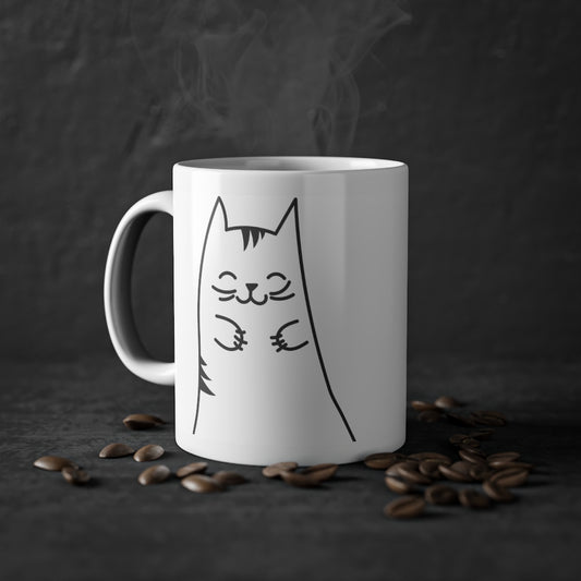 Mug Kitty mug drôle de chat, blanc, 325 ml / 11 oz Tasse à café, tasse à thé pour les enfants.