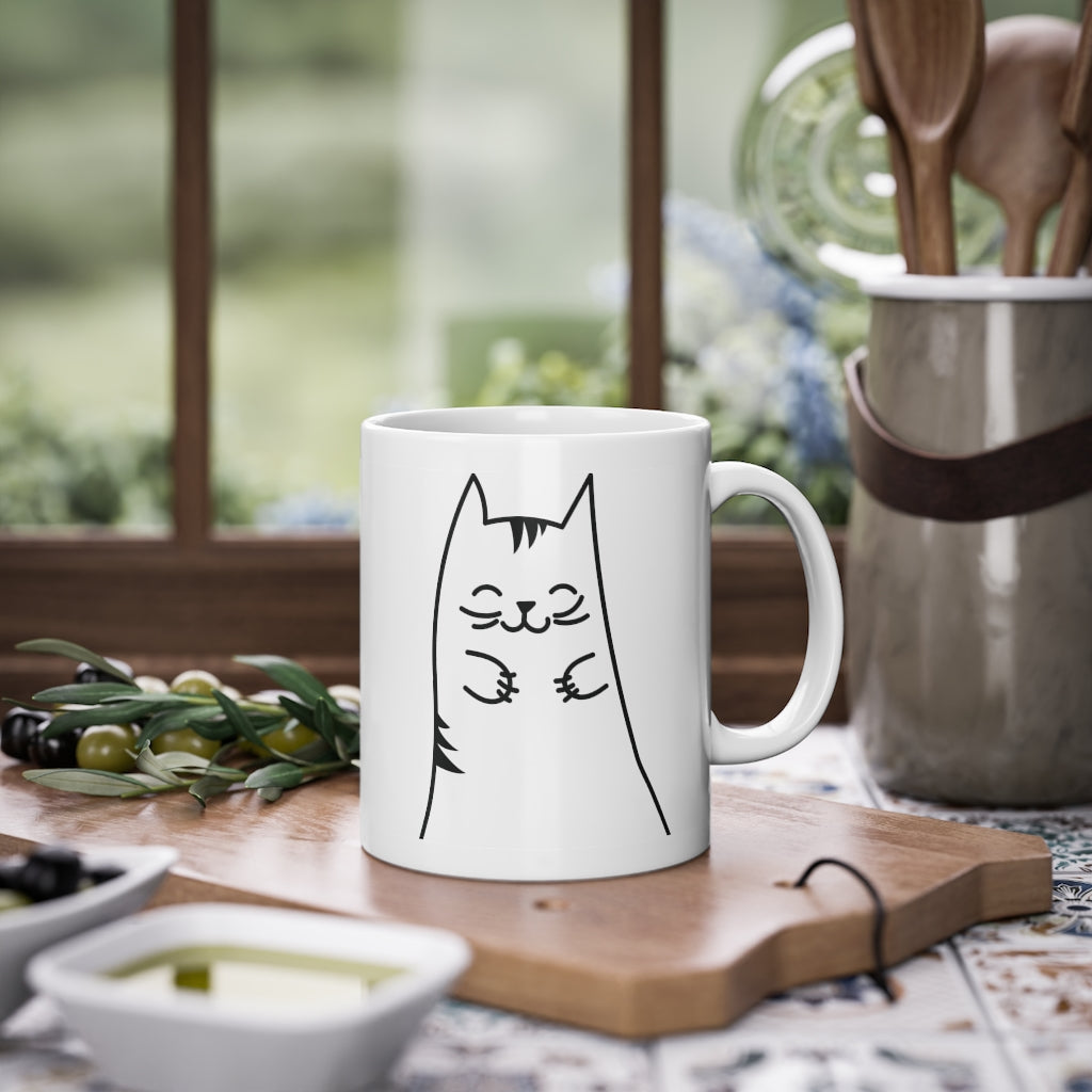 Tazza Kitty simpatica tazza per gatti, bianca, 325 ml / 11 oz Tazza da caffè, tazza da tè per bambini