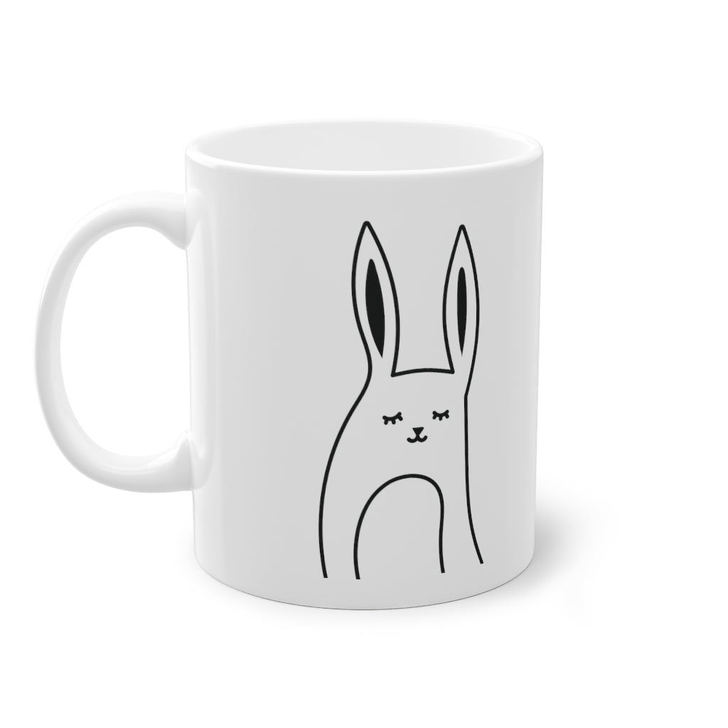 Cute Bunny Becher lustiger Hasenbecher, weiß, 325 ml / 11 oz Kaffeebecher, Teebecher
