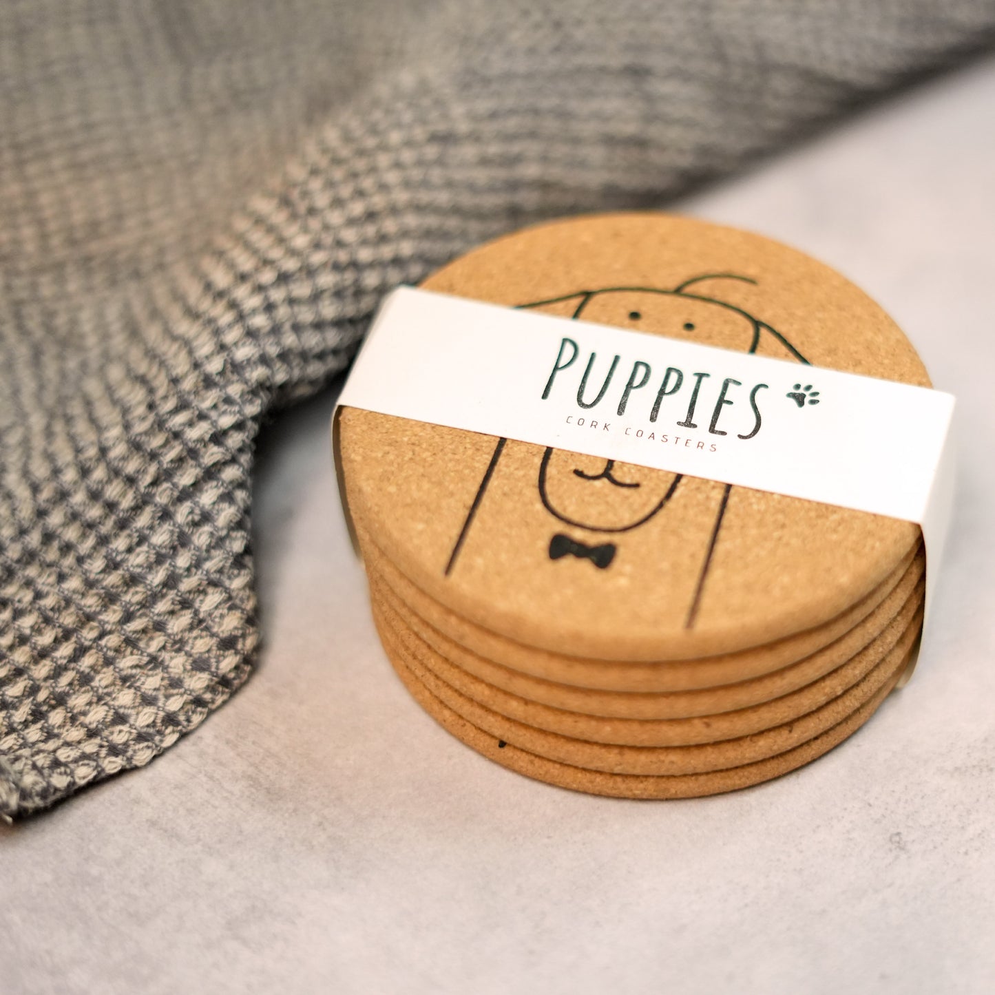 PUPPIES - Söta korkplattor för hundar, runda, 6 st.